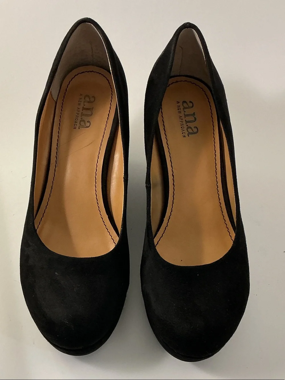 a.n.a Black Suede 3” Wedge Pump